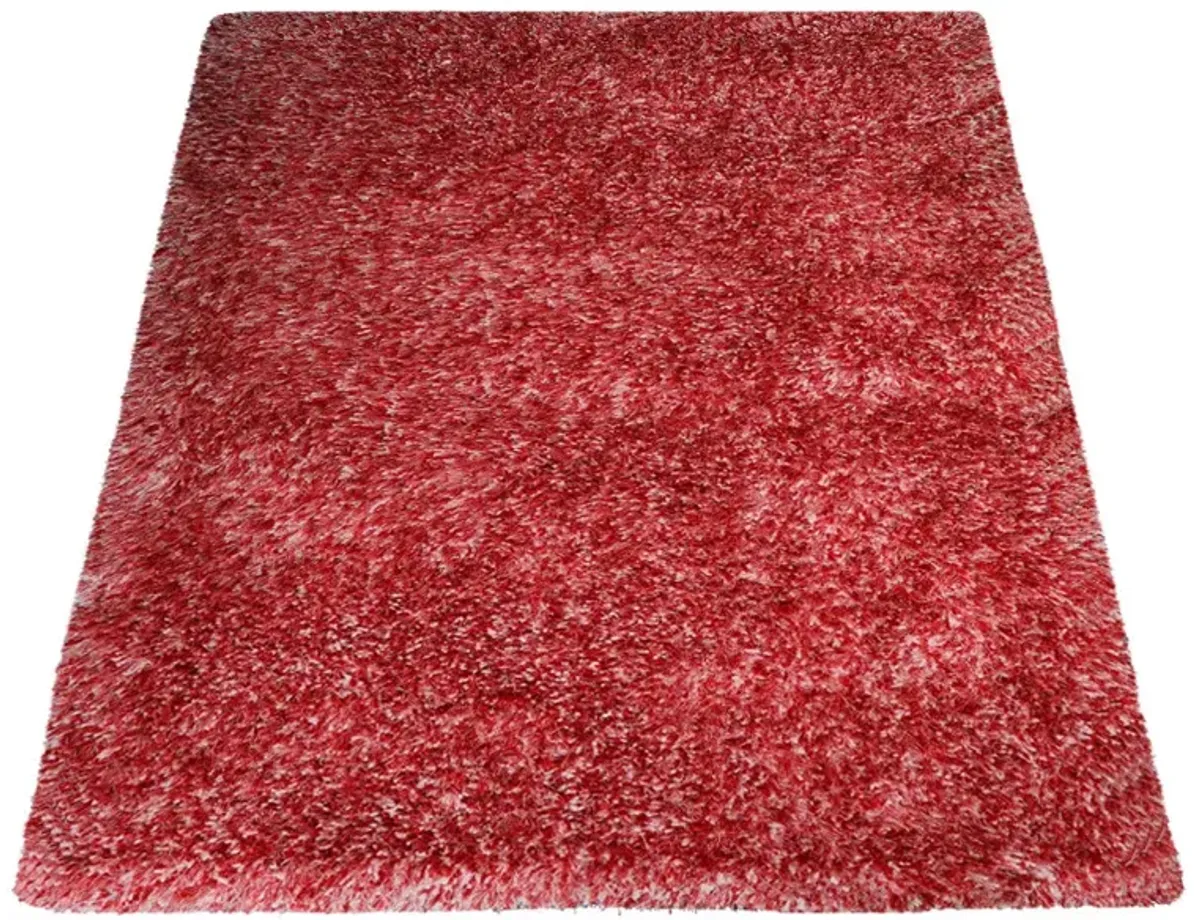 RUGSOTIC CARPETS HAND TUFTED SHAG POLYESTER ECO-FRIENDLY AREA RUGS  - 8'x10', Rectangle, Red White, Solid Plain Design, High Pile Thick Handmade Anti Skid Rugs for Living Room, Bed Room K00111