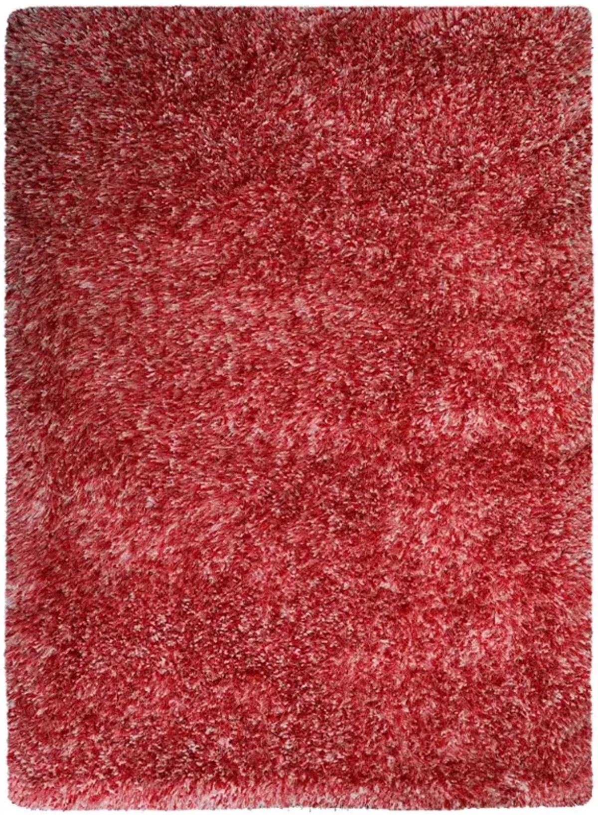 RUGSOTIC CARPETS HAND TUFTED SHAG POLYESTER ECO-FRIENDLY AREA RUGS  - 8'x10', Rectangle, Red White, Solid Plain Design, High Pile Thick Handmade Anti Skid Rugs for Living Room, Bed Room K00111