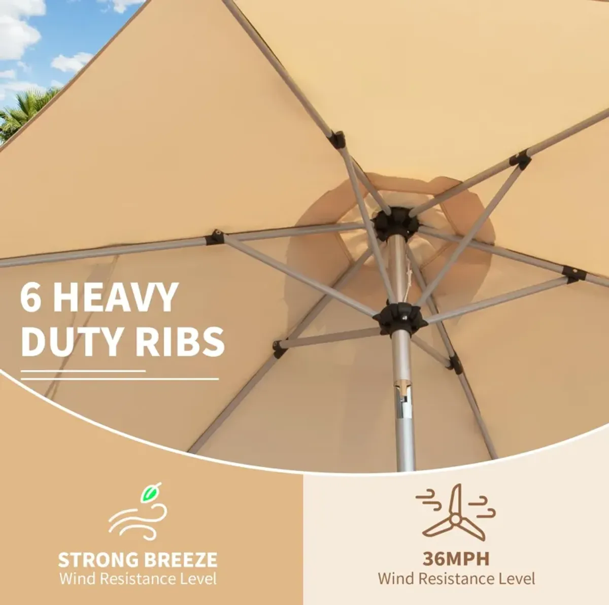 MONDAWE 7.5FT Patio Umbrella, Outdoor Table Umbrella with Push Button Tilt and Crank, UV Protection Waterproof Market Sun Umbrella with 8 Sturdy Ribs for Garden, Deck, Backyard, Pool