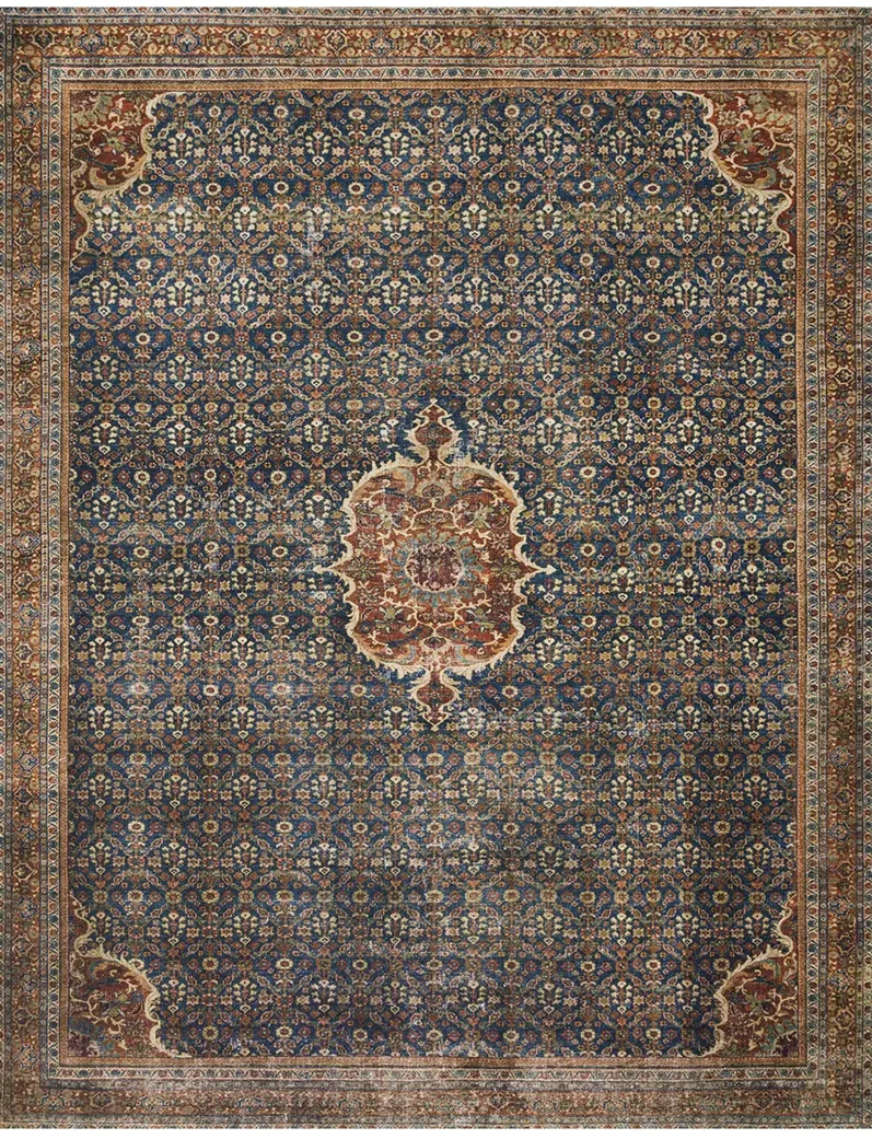 Layla LAY09 Cobalt Blue/Spice 2'6" x 7'6" Rug