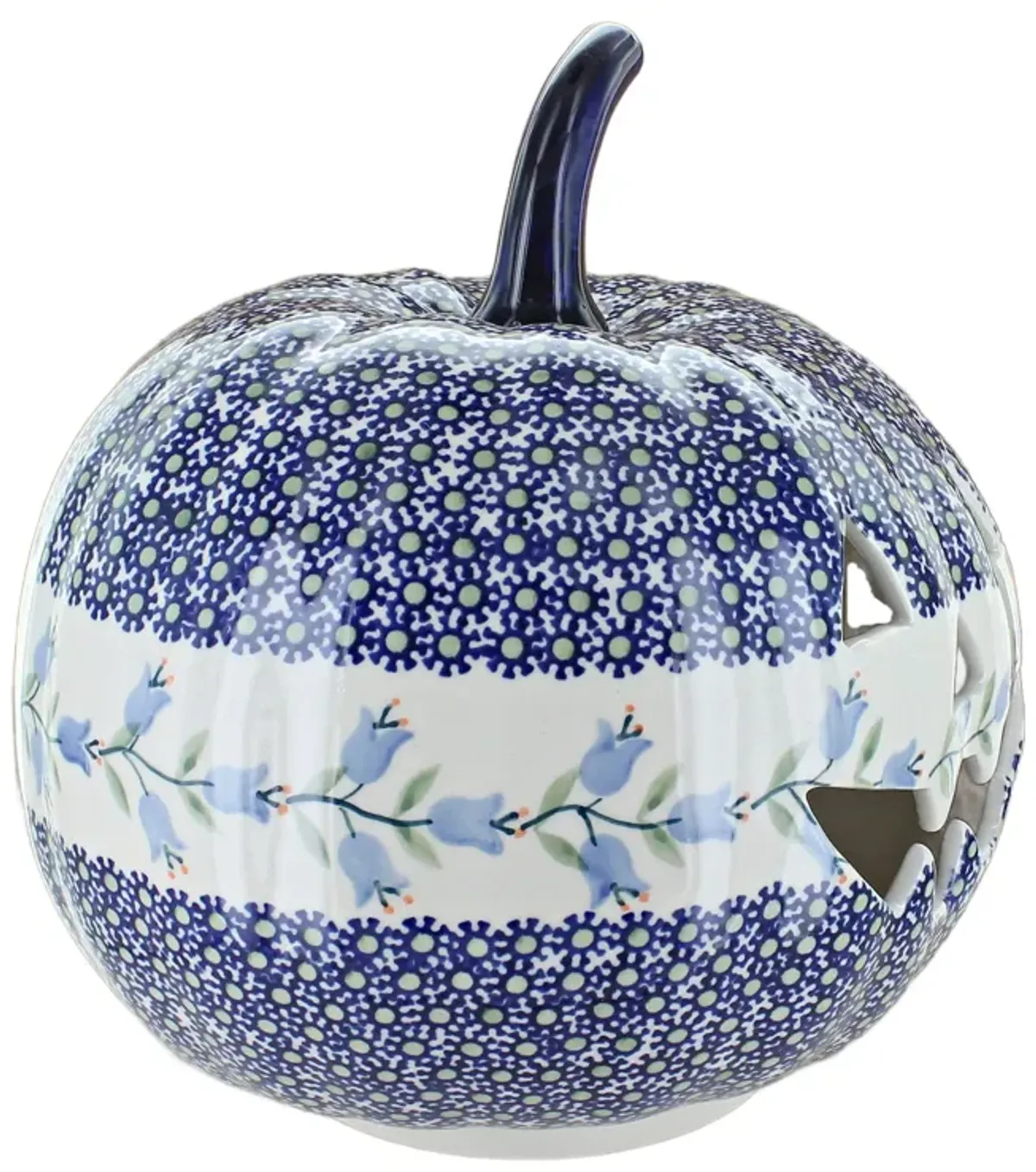 Blue Rose Polish Pottery Tulip Large Pumpkin Luminary