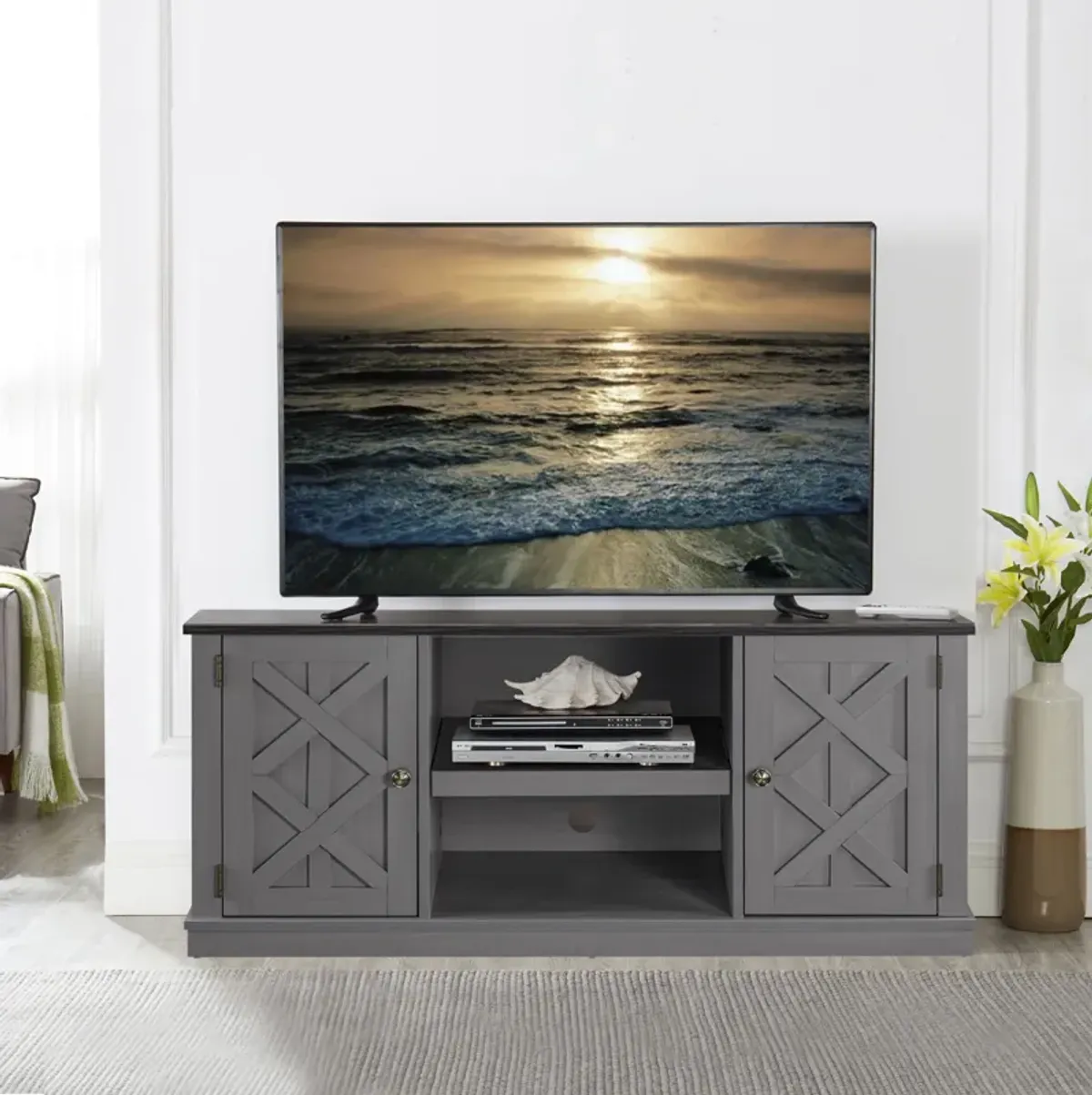 FESTIVO 54" Faux Raw Wood TV Stand for 60" TVs