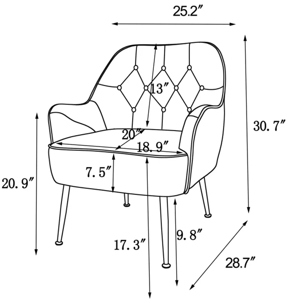 Streamdale Mid-Century Velvet Armchair for Living Areas