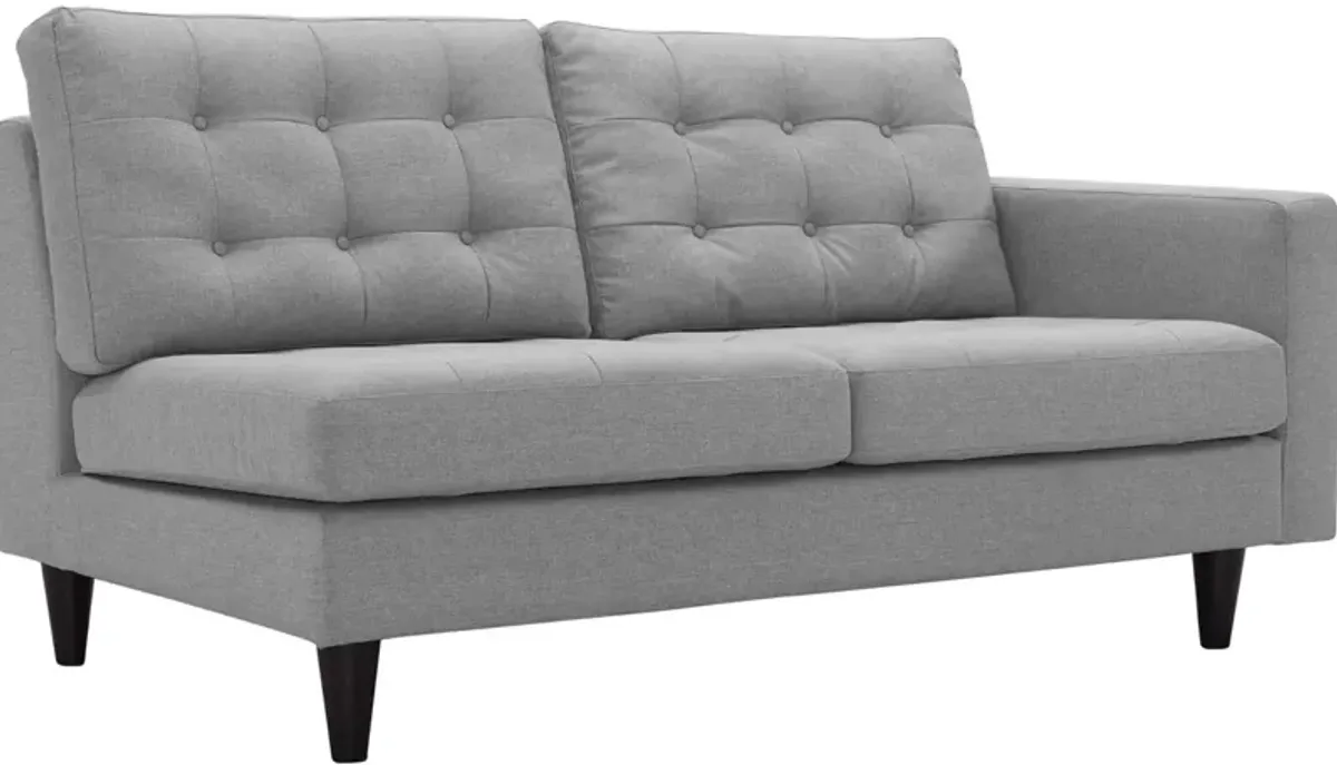 Empress Button Tufted Sectional Sofa Set - Left Bumper & Right Loveseat - Plush Cushions - Stain-Resistant Fabric - Light Gray