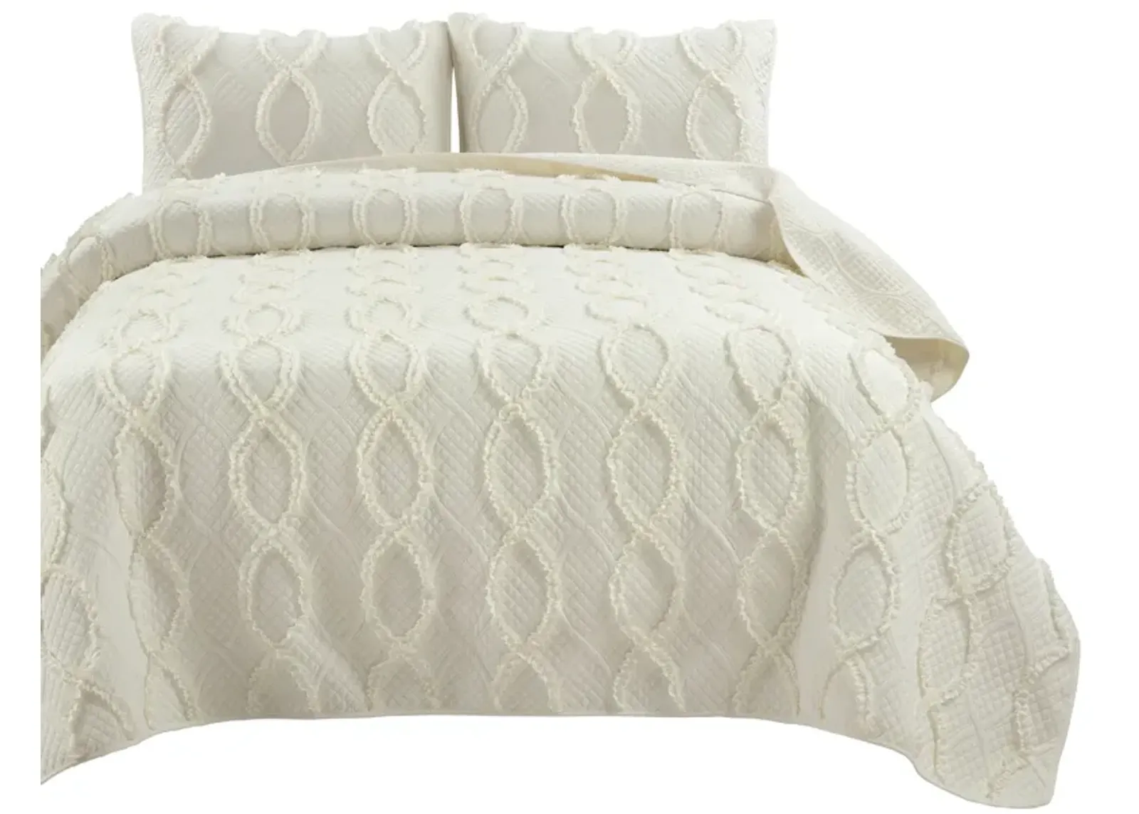 Avon Textured Ruffle Quilt 3Pc Set