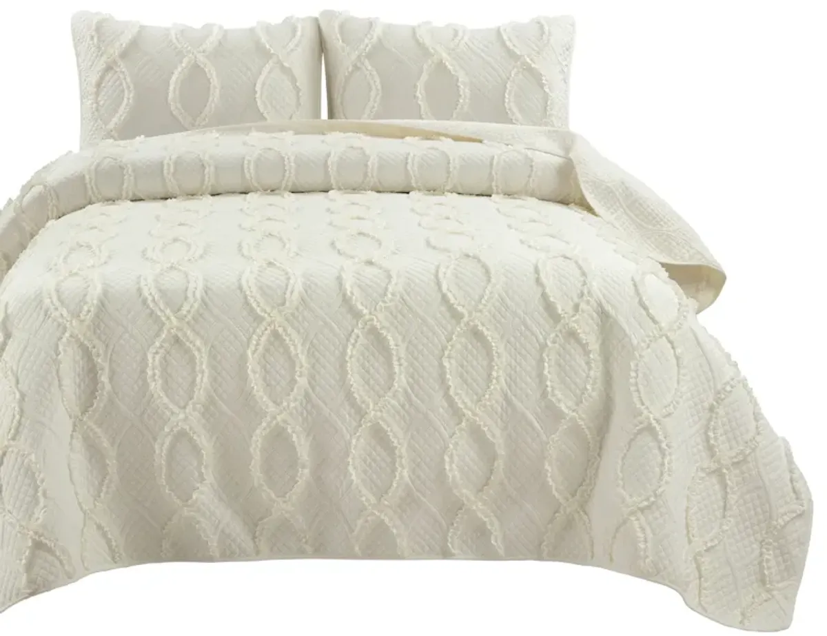 Avon Textured Ruffle Quilt 3Pc Set