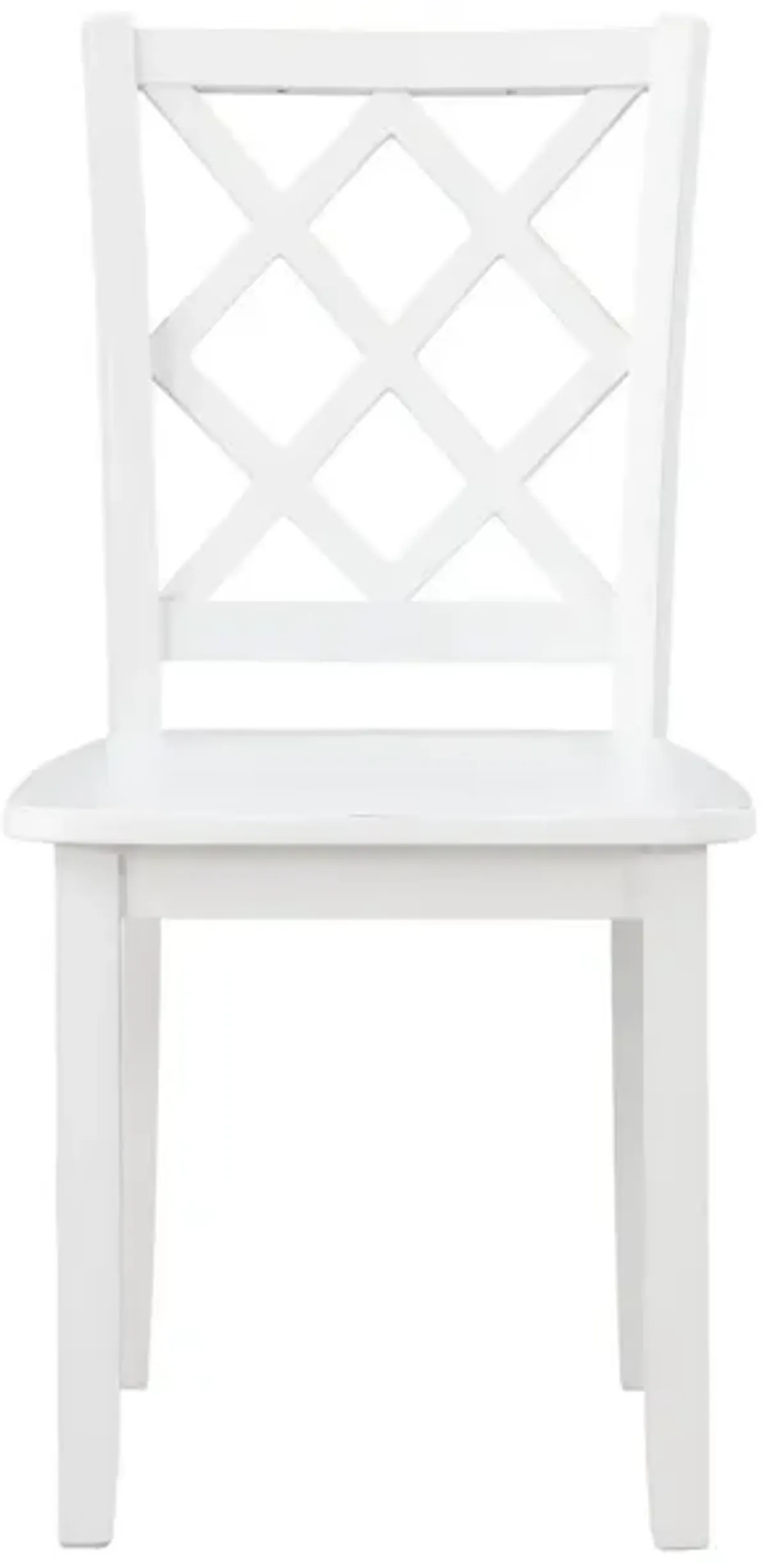 Ava 21 Inch Dining Chair Set of 2, Lattice Back, White Rubberwood Frame - Benzara