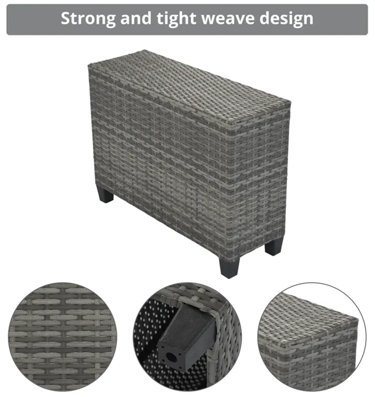 Whisen Outdoor Wicker Round Sofa Set, Half-Moon Sectional Sets All Weather, Curved Sofa Set With Rectangular Coffee Table