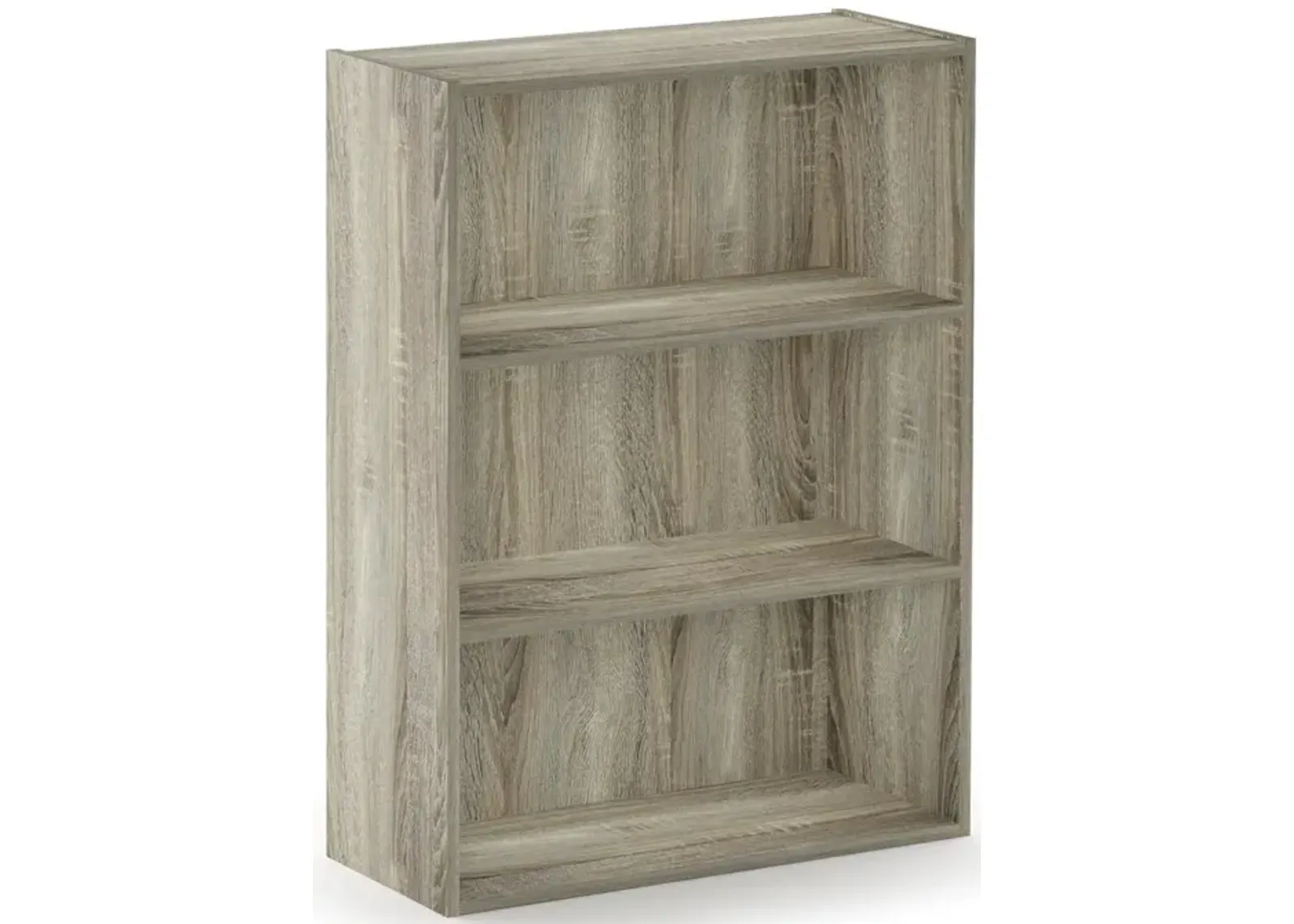 Furinno Pasir 3 Tier Open Shelf Bookcase, French Oak Grey