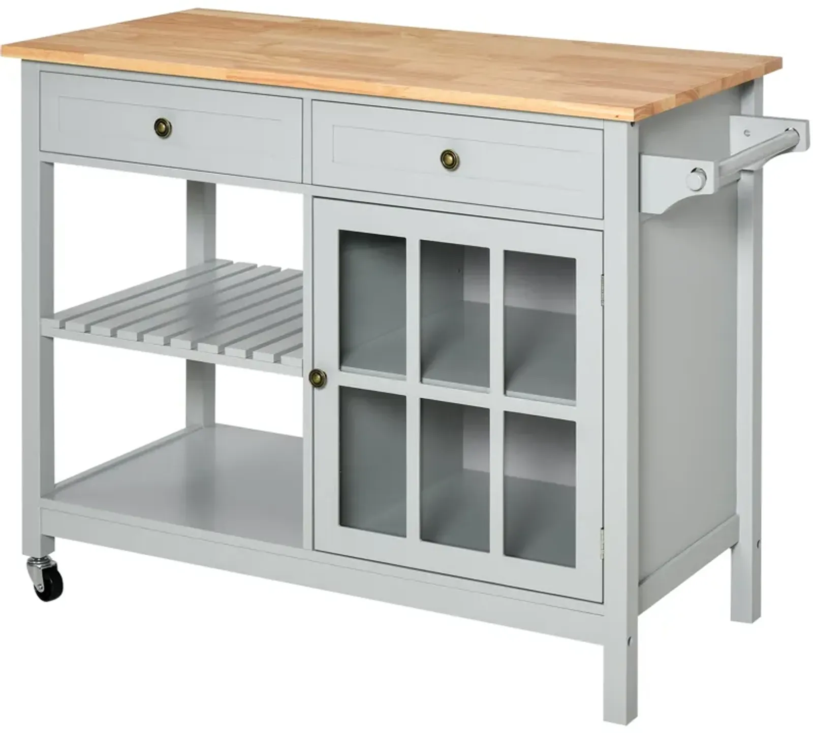 Gray Kitchen Helper: Storage Trolley with Wood Top and Ample Storage