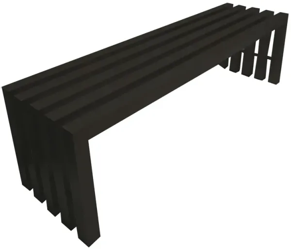 Namo 58 Inch Accent Bench, Modern Slatted Design, Rectangular, Black Steel - Benzara