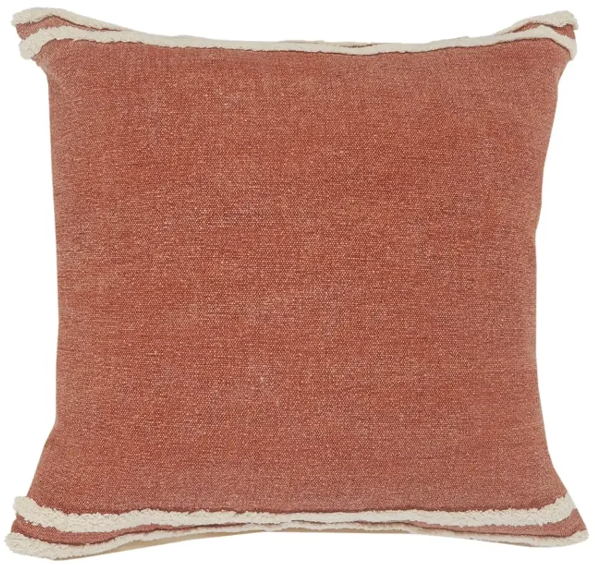 20" Red and White Tufted Stripe Handmade Square Throw Pillow