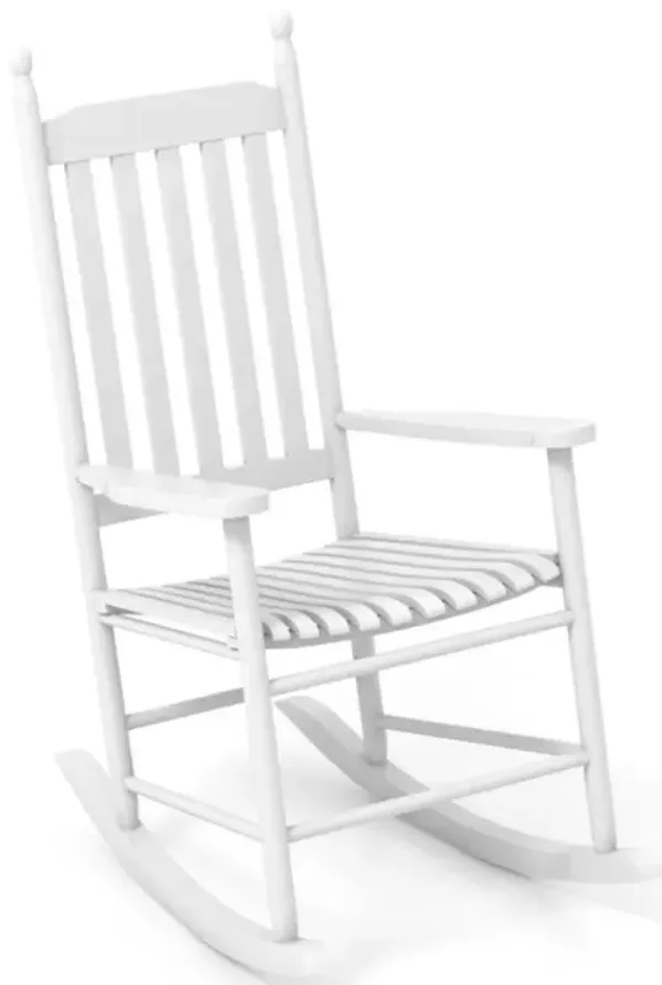 Hivvago High-Back Acacia Wood Outdoor Rocking Chair with Solid Rocking Base