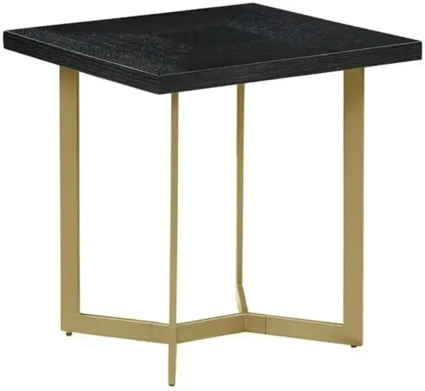 Best Quality Furniture Black wood top end table w/ gold color iron legs
