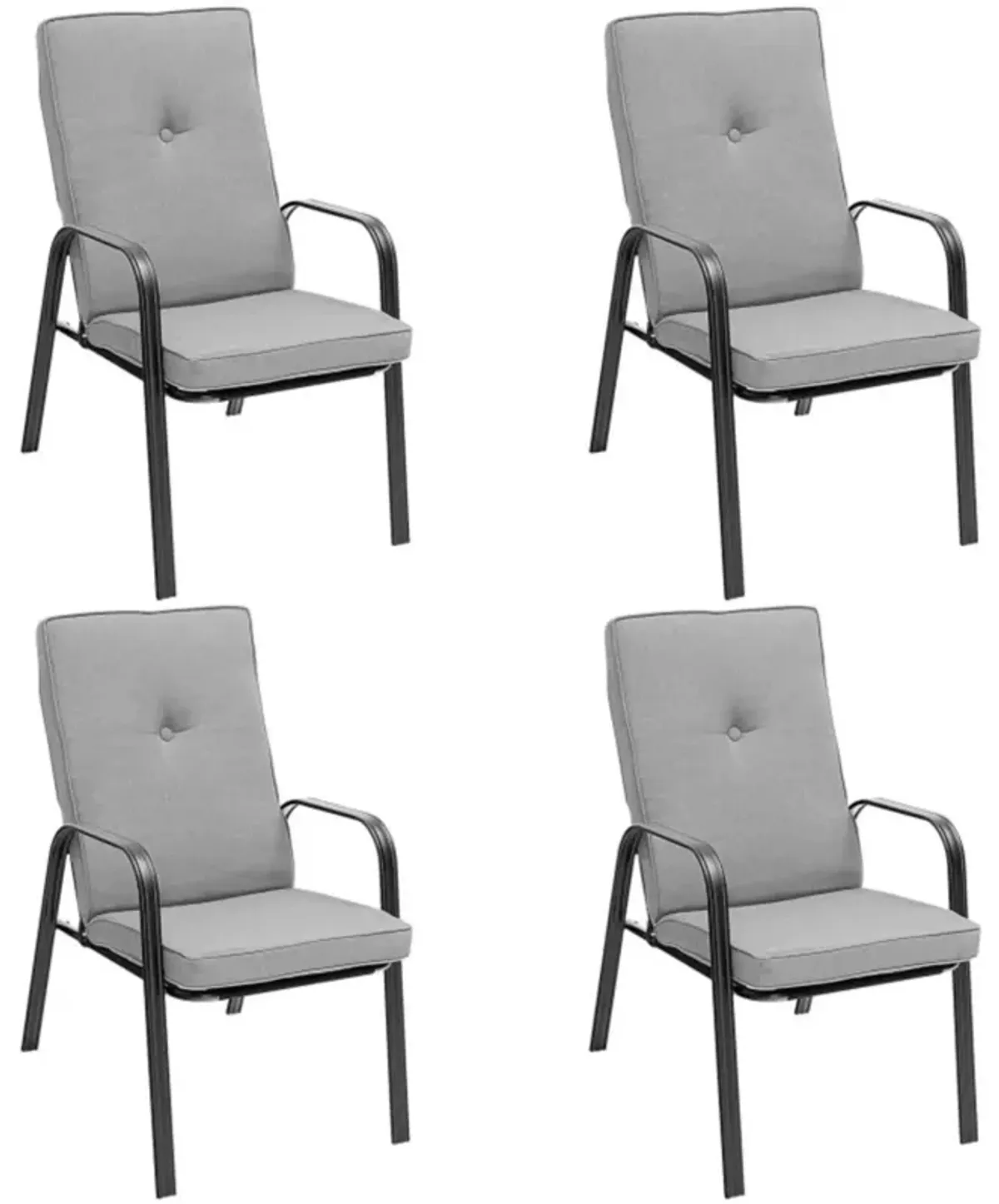 Hivvago 4 Patio Dining Stackable Chairs Set with High-Back Cushions