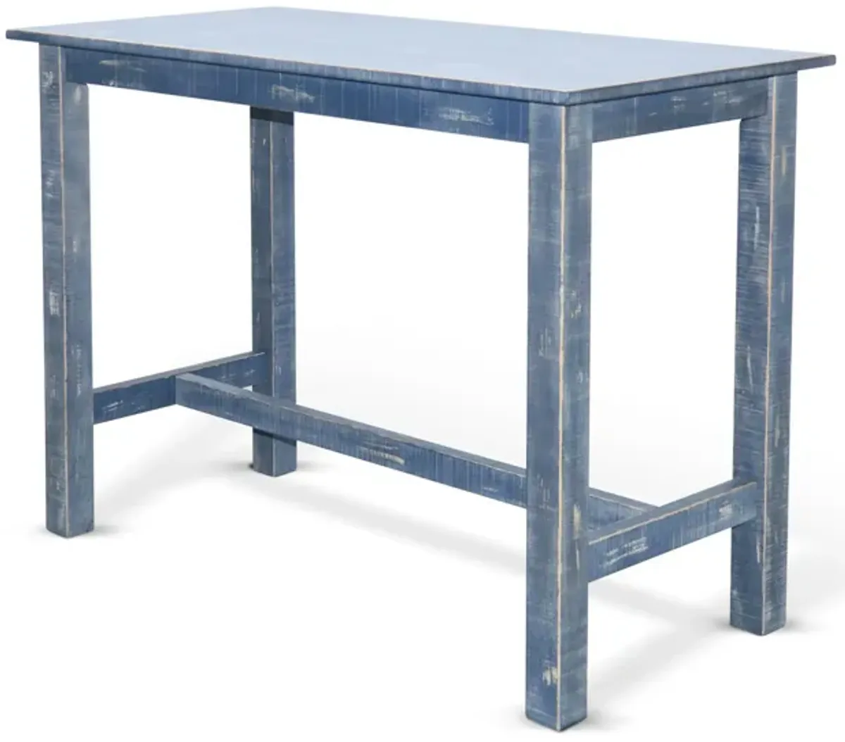 Rena Counter Height Table 48 Inch Rectangular Ocean Blue Mahogany Wood - Benzara