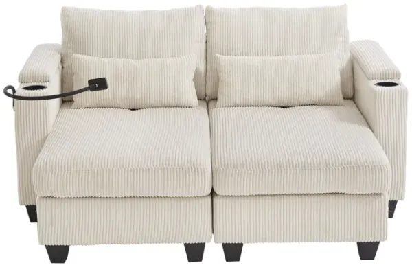 Merax Loveseat Sofa Sofa Bed Corduroy Sleeper Sofa with USB Ports