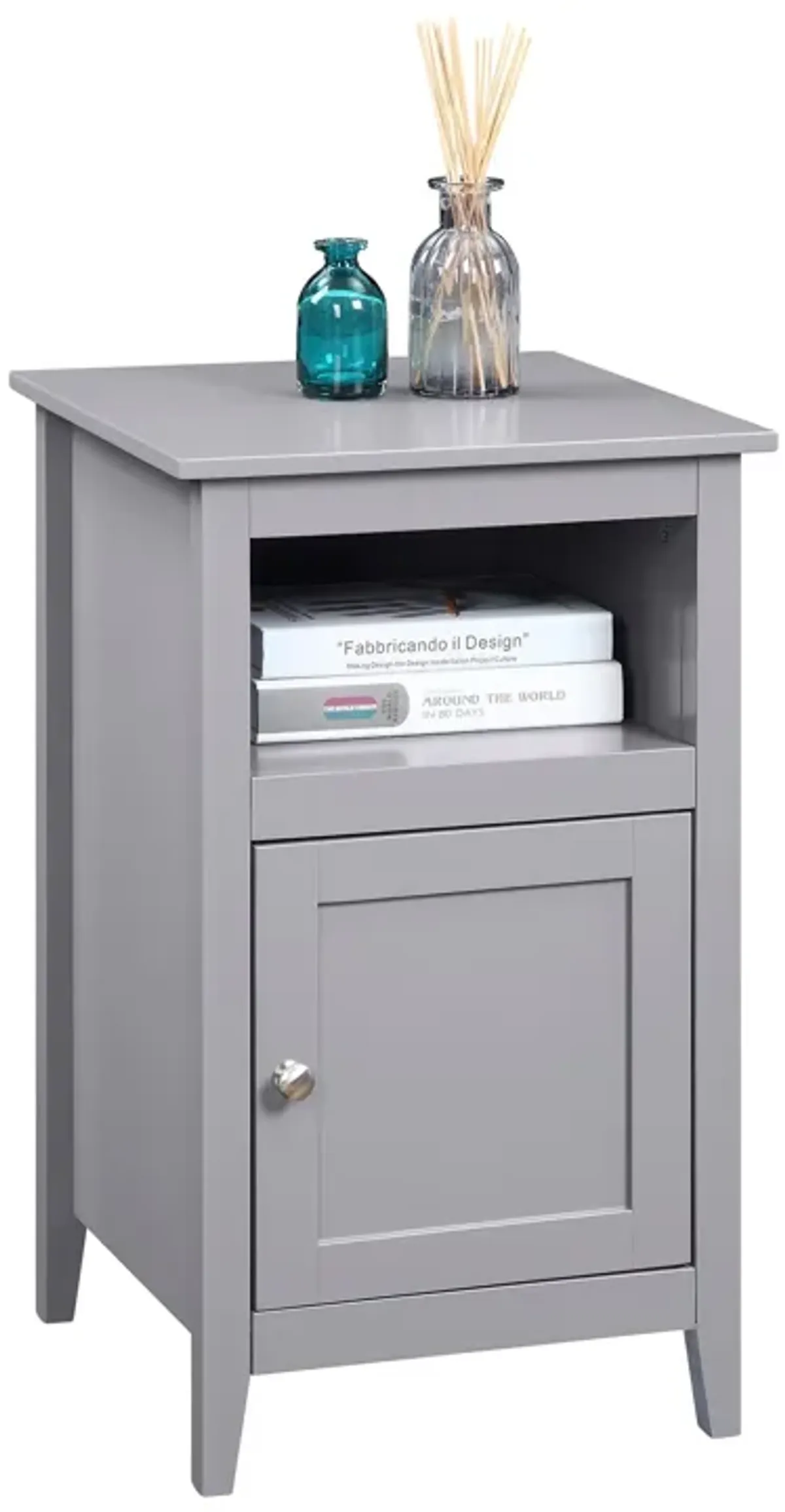 Convenience Concepts Designs2Go Storage Cabinet End Table with Shelf, Gray