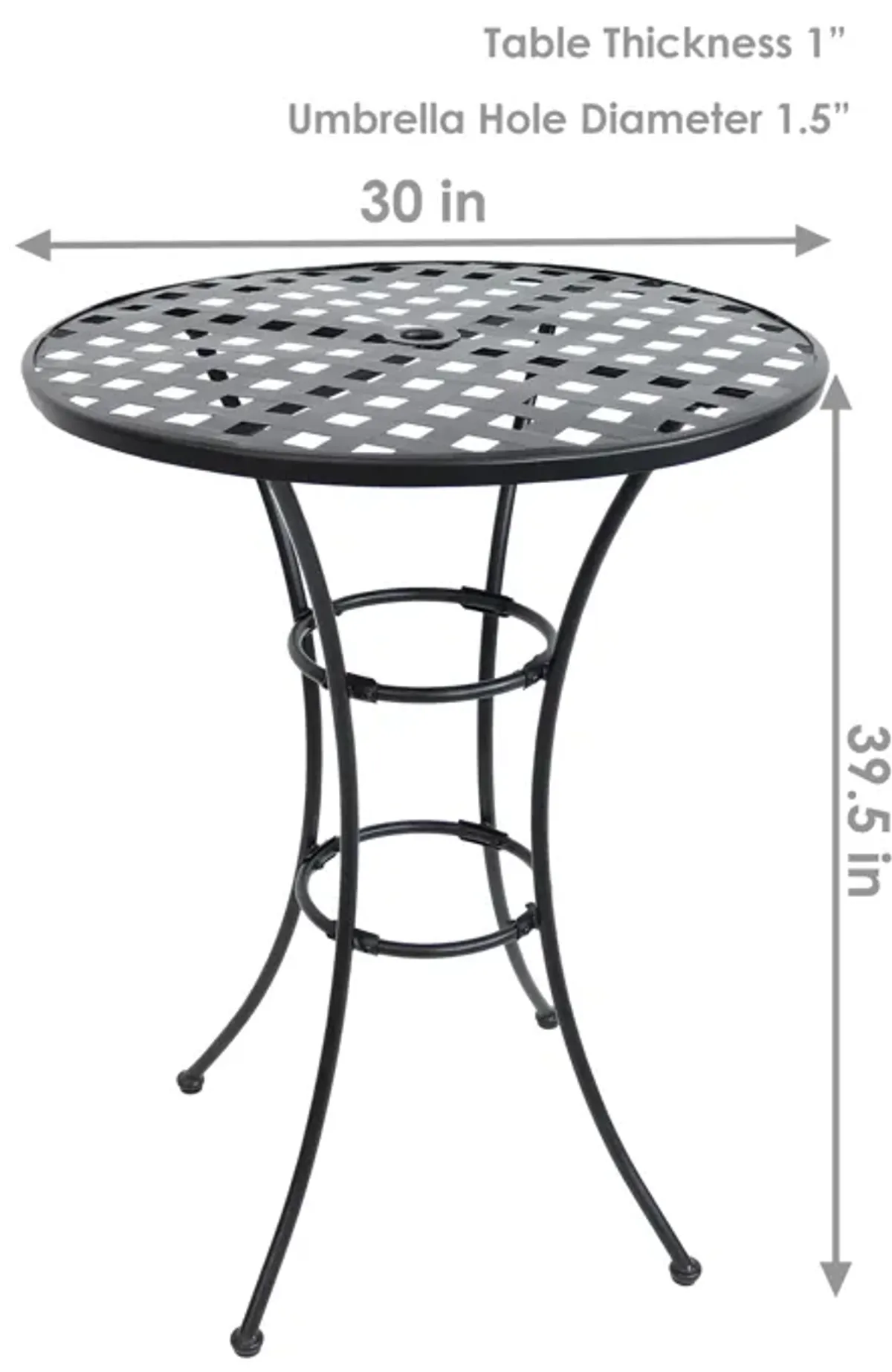 Sunnydaze 30 in Elegant Wrought Iron Round Patio Bar-Height Table - Black