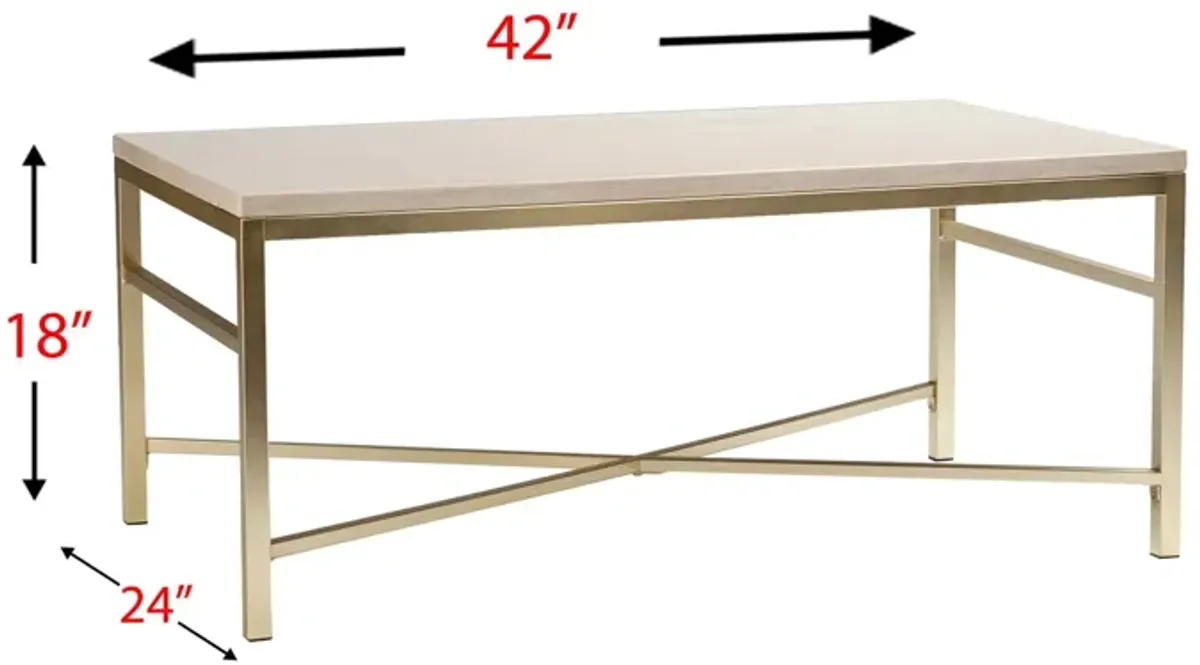 Hivvago 42" Off White Manufactured Wood And Metal Rectangular Coffee Table