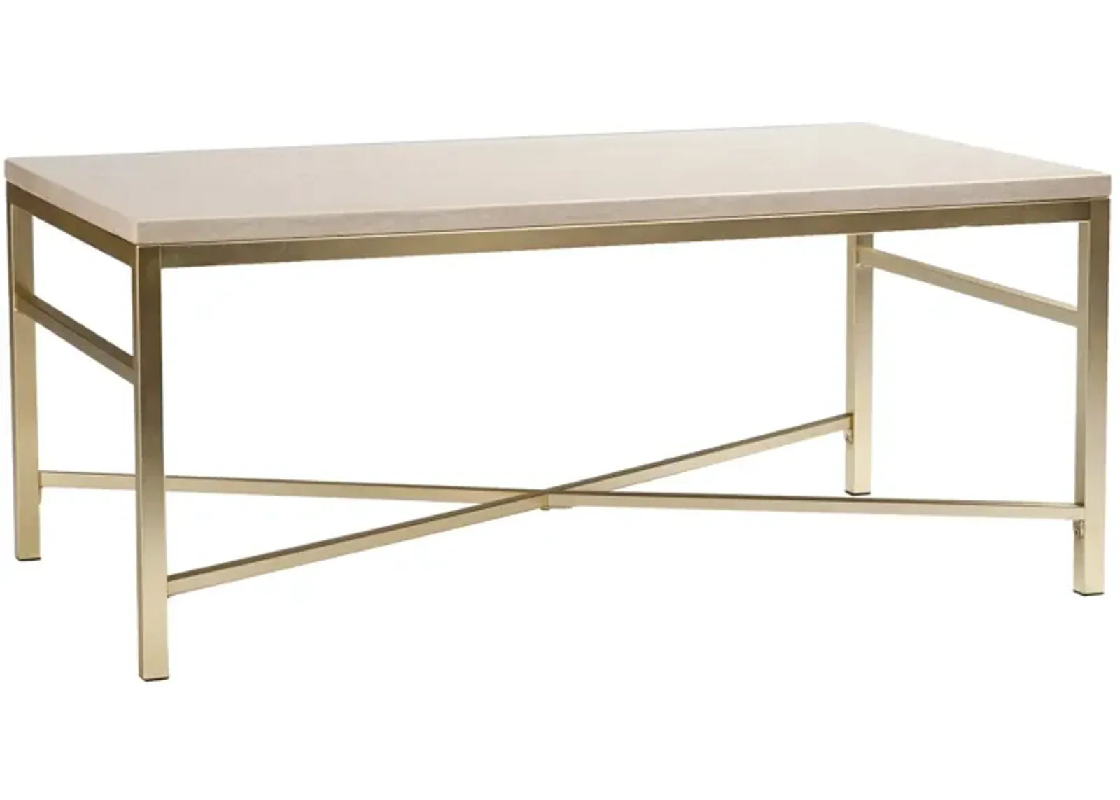 Hivvago 42" Off White Manufactured Wood And Metal Rectangular Coffee Table