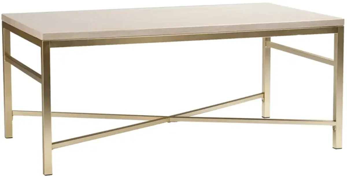 Hivvago 42" Off White Manufactured Wood And Metal Rectangular Coffee Table