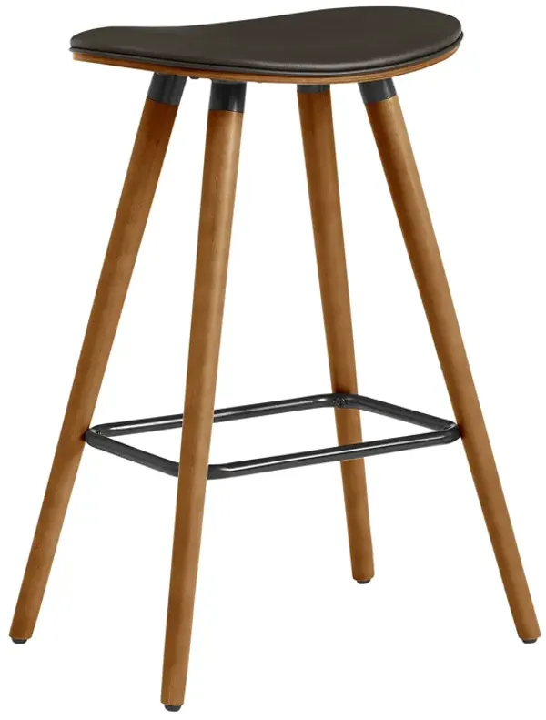 26 Inch Faux Leather Counter Height Backless Bar Stool, Brown-Benzara