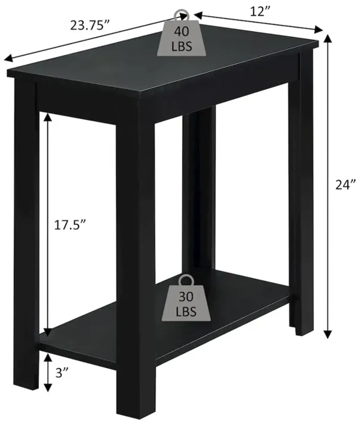 Convenience Concepts Designs2Go Baja Chairside End Table with Shelf