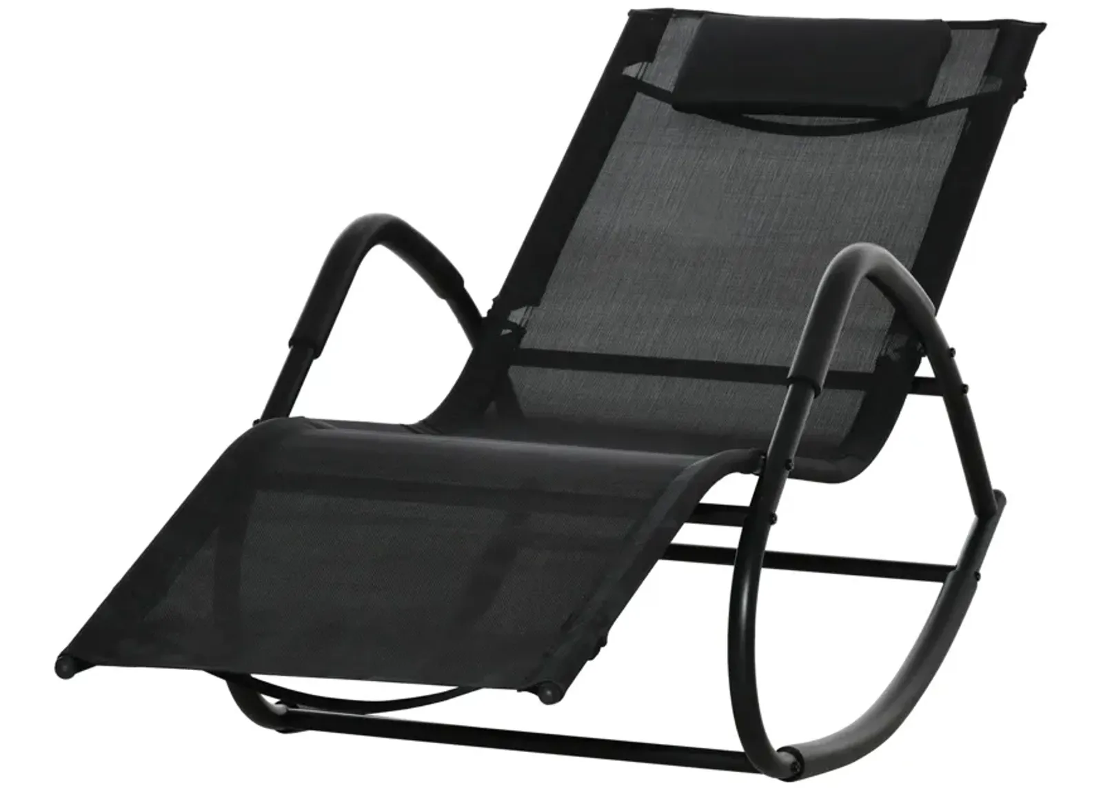 Black Outdoor Relaxer: Zero-gravity Rocking Sun Lounger for Poolside