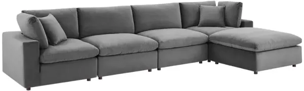 Commix Down Filled Overstuffed Performance Velvet 5-Piece Sectional Sofa