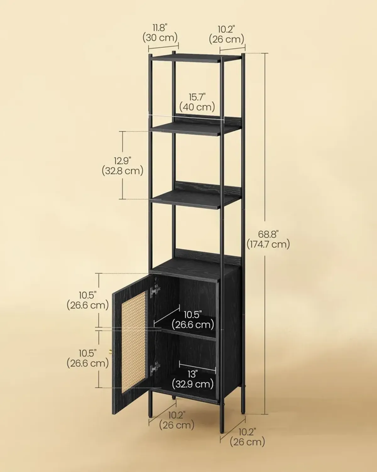 Bookcase with Rattan-Like Doors for Stylish Storage and Decorative Charm