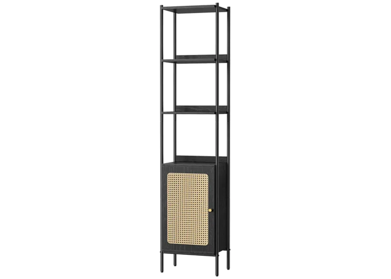 Bookcase with Rattan-Like Doors for Stylish Storage and Decorative Charm