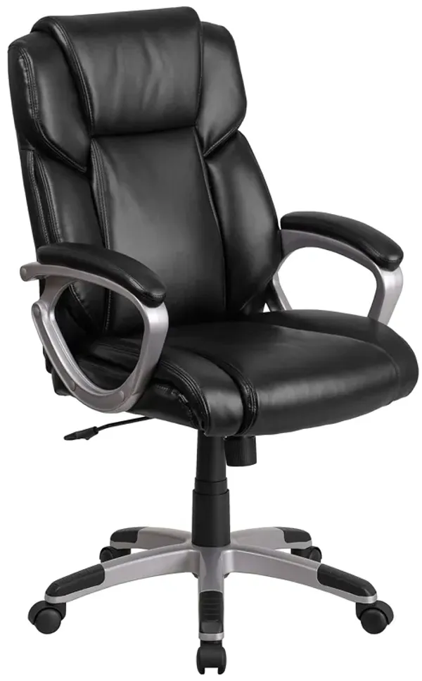 Flash Furniture Carolyn Mid-Back Black LeatherSoft Executive Swivel Office Chair with Padded Arms