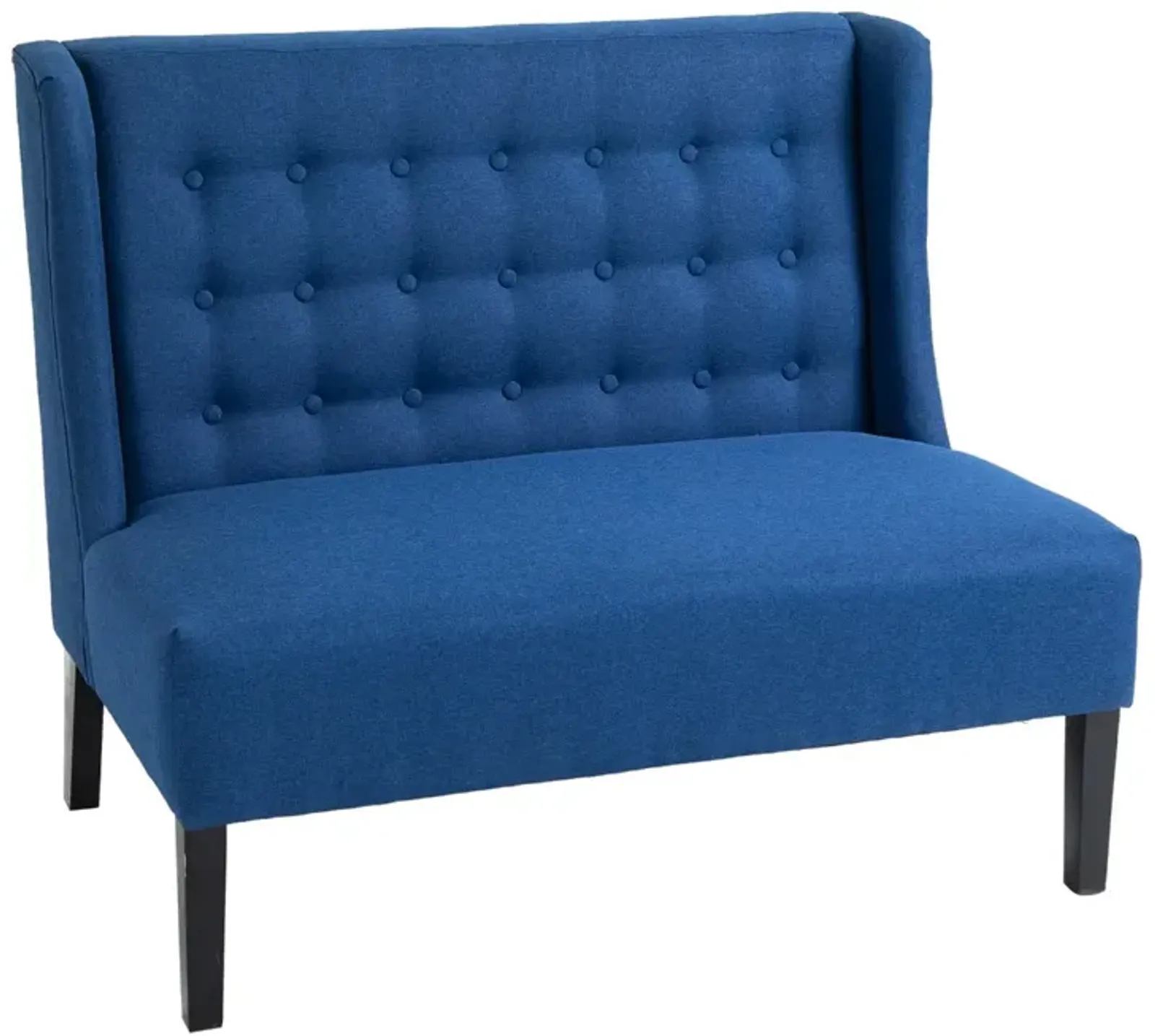 Blue Living Room Duo: Wingback Loveseat with Button Tufting