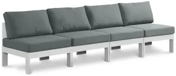 Meridian Furniture Nizuc Grey Water Resistant Fabric Outdoor Patio Modular Sofa