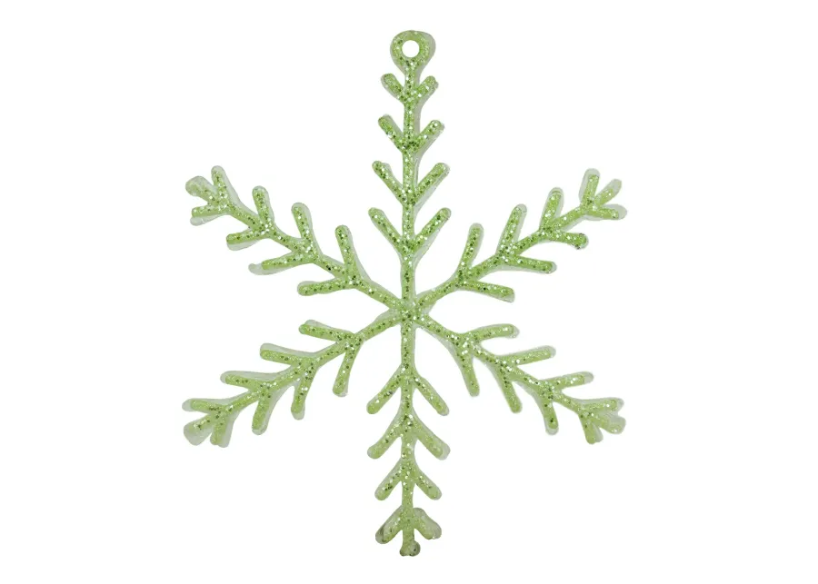 10.5" Green Glittered Snowflake Christmas Ornament