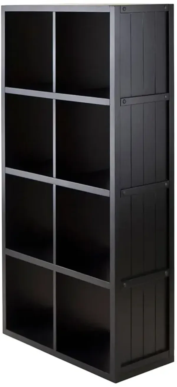 Yardlio Modern Timothy Cube Shelf with Wainscoting Panel - Black