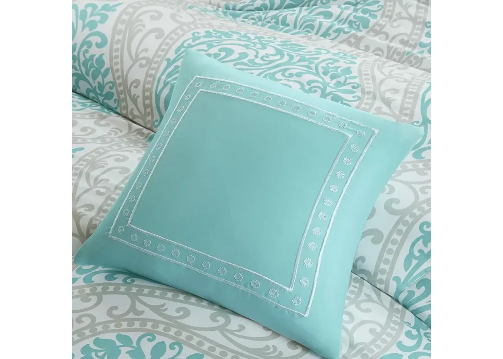 Belen Kox Senna Damask Print Comforter Set - Aqua, Belen Kox