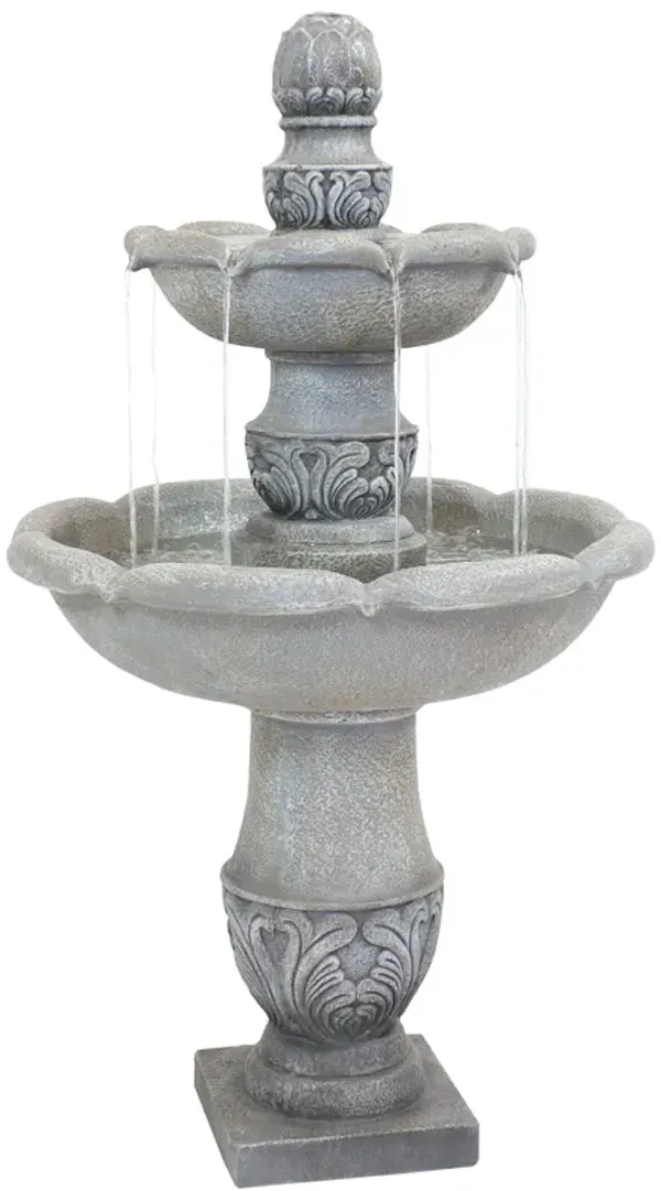 Sunnydaze French Garden Reinforced Concrete Outdoor 2-Tier Water Fountain