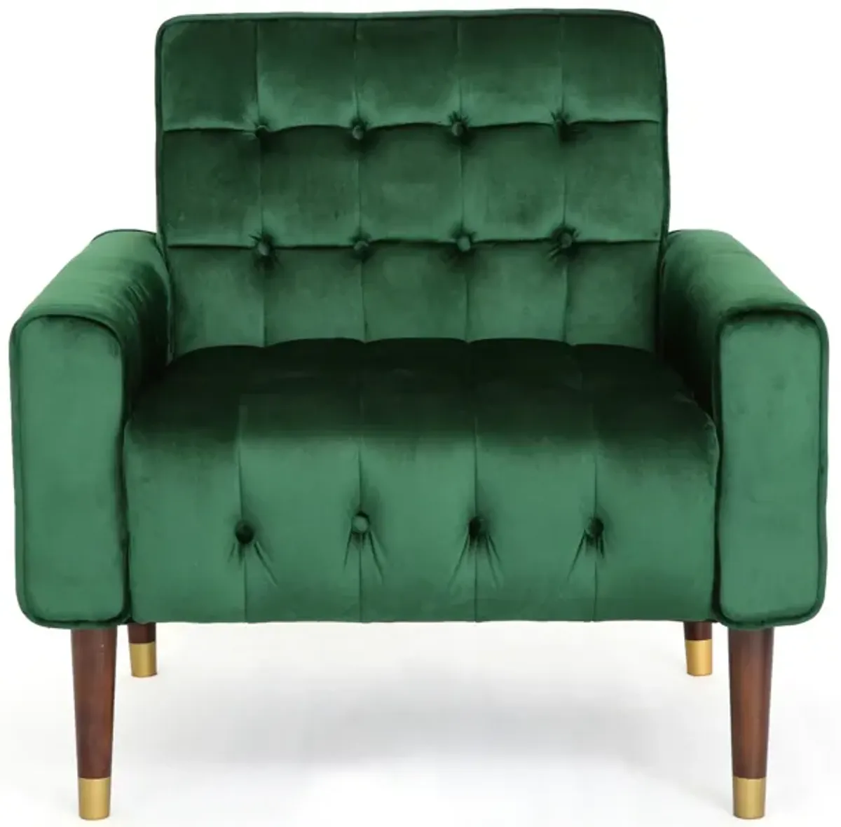 Covia Accent Club Chair, Waffle Stitch Emerald Velvet, Gold Tip Legs