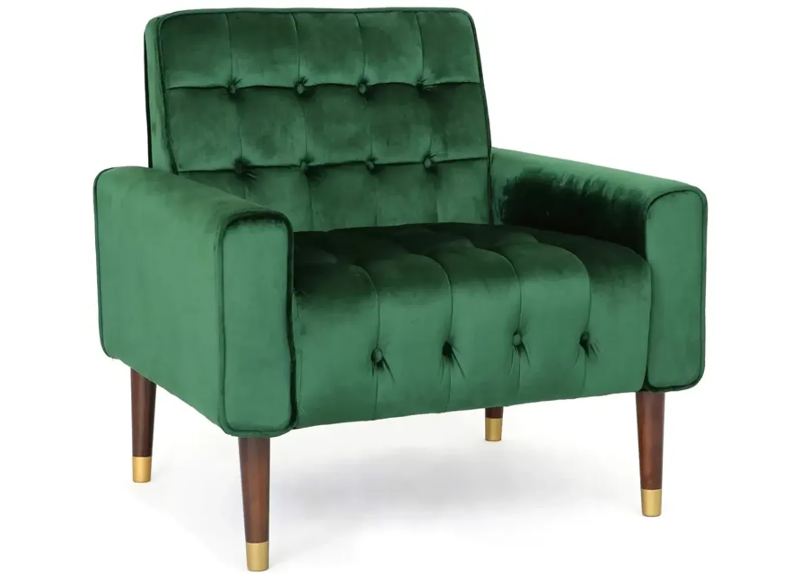 Covia Accent Club Chair, Waffle Stitch Emerald Velvet, Gold Tip Legs