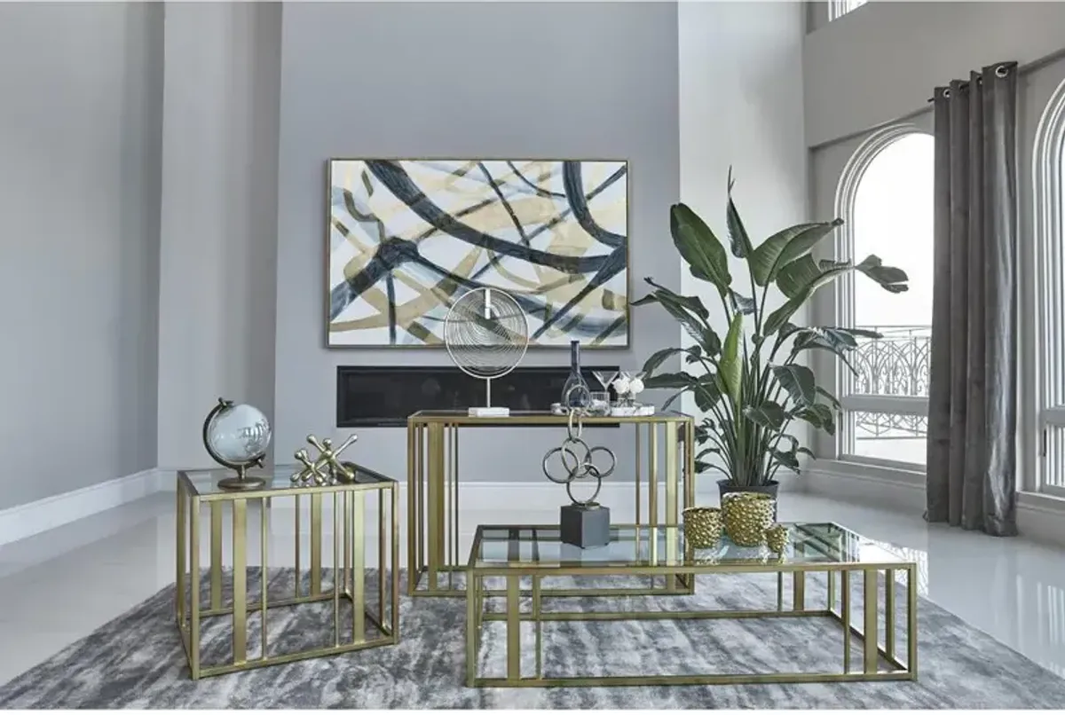 Adri Metal Frame Sofa Table Matte Brass