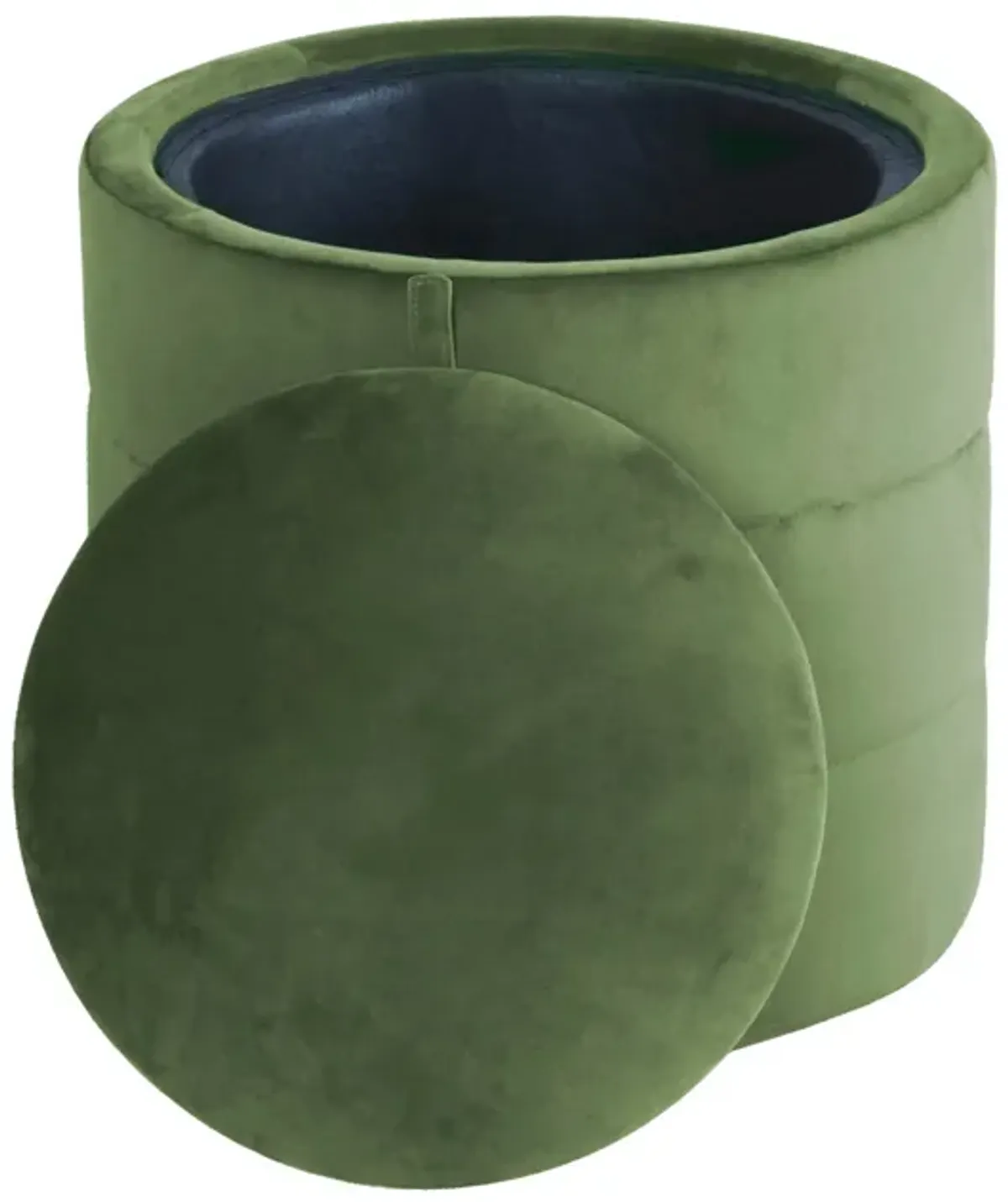 Pero Storage Ottoman, 18 Inch Round Removable Lid, Rich Green Velvet