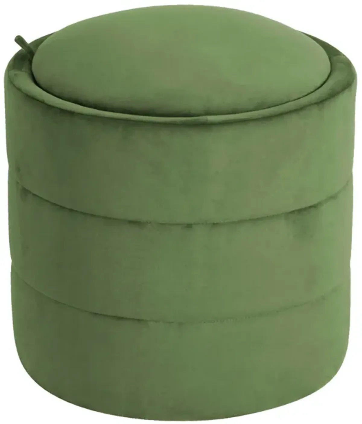 Pero Storage Ottoman, 18 Inch Round Removable Lid, Rich Green Velvet