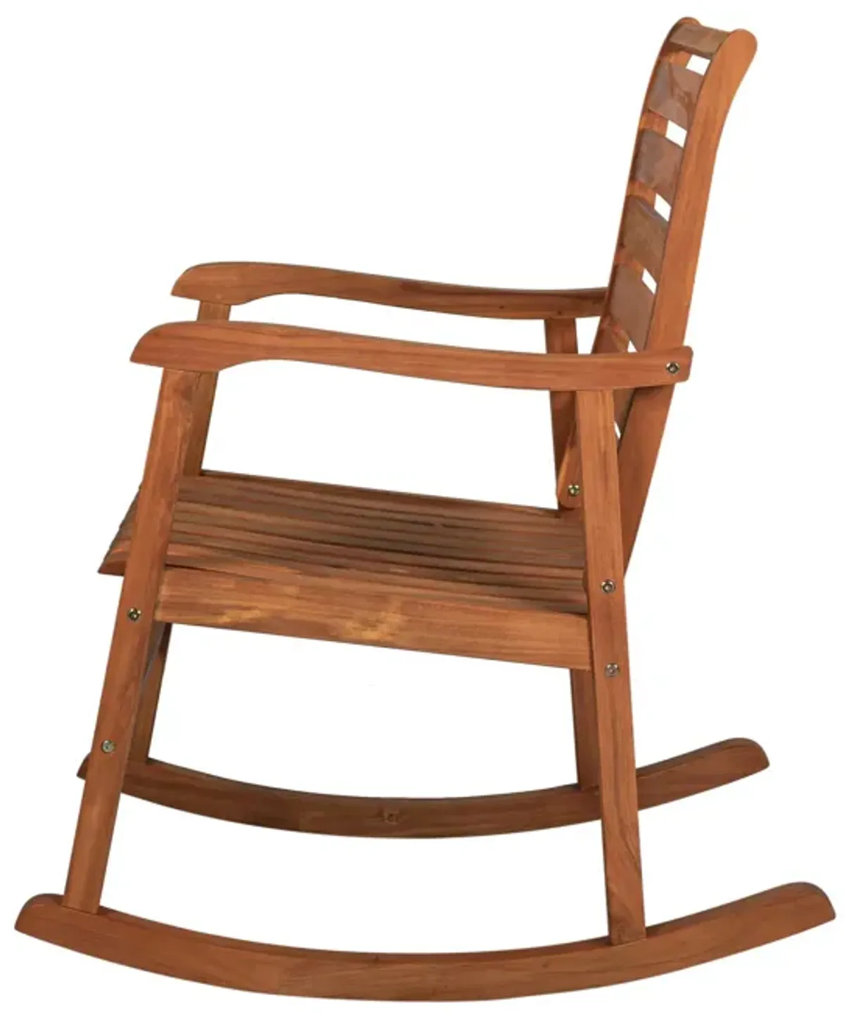 Carey Modern Slat Back Acacia Wood Patio Outdoor Rocking Chair