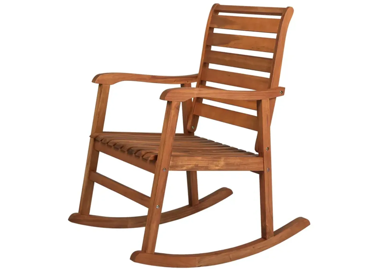 Carey Modern Slat Back Acacia Wood Patio Outdoor Rocking Chair