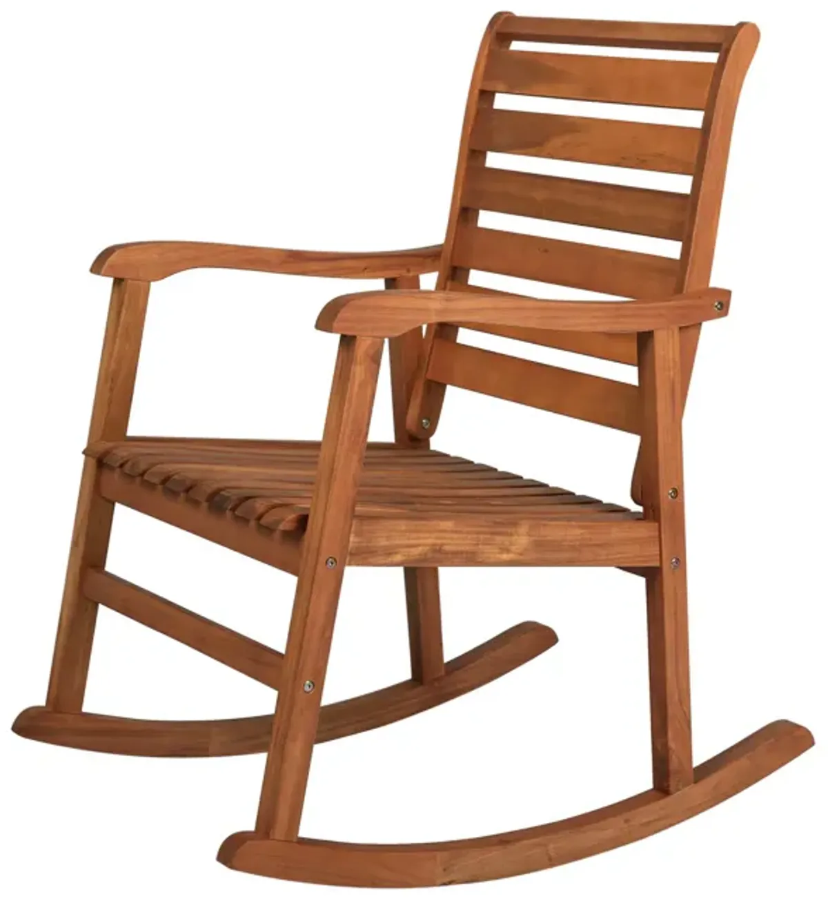 Carey Modern Slat Back Acacia Wood Patio Outdoor Rocking Chair