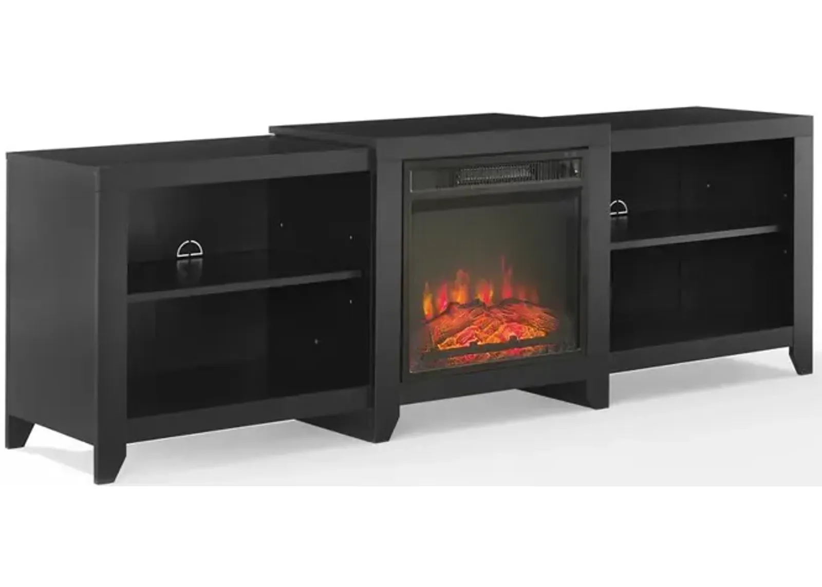 Ronin 69" Low Profile Tv Stand W/Fireplace Black