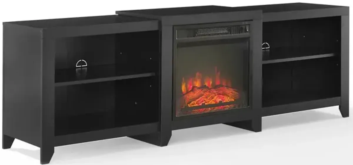 Ronin 69" Low Profile Tv Stand W/Fireplace Black