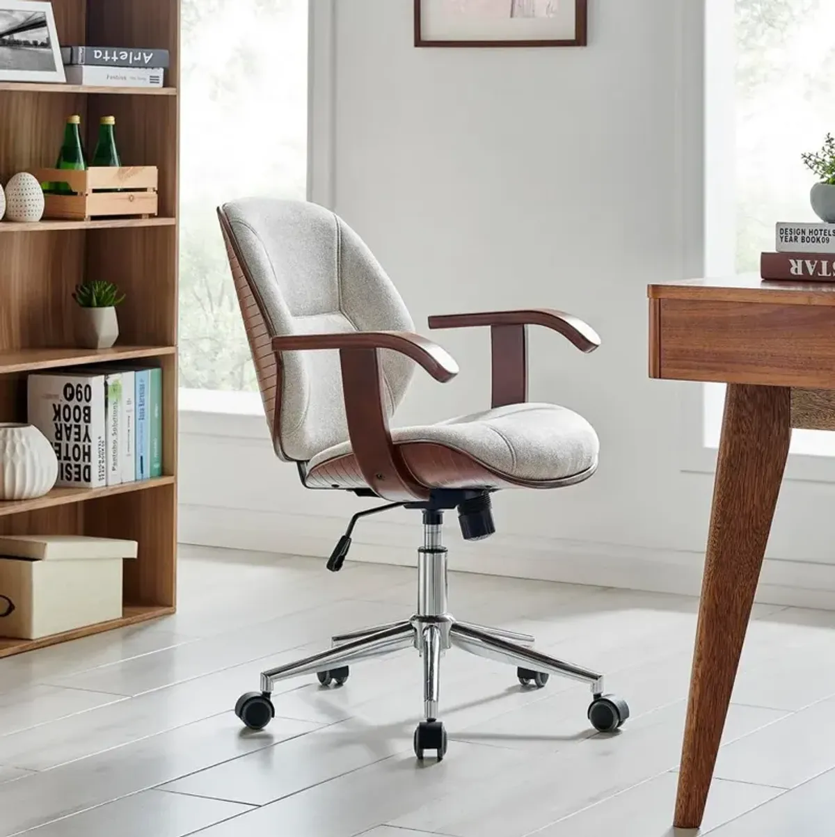 New Pacific Direct Samuel Fabric Bamboo Office Chair w/ Armrest